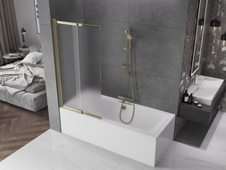 Mexen Fox divpusēja vannas siena ar bīdāmiem spārniem 85 x 150 cm, matēta, zelta - 891-085-002-50-30