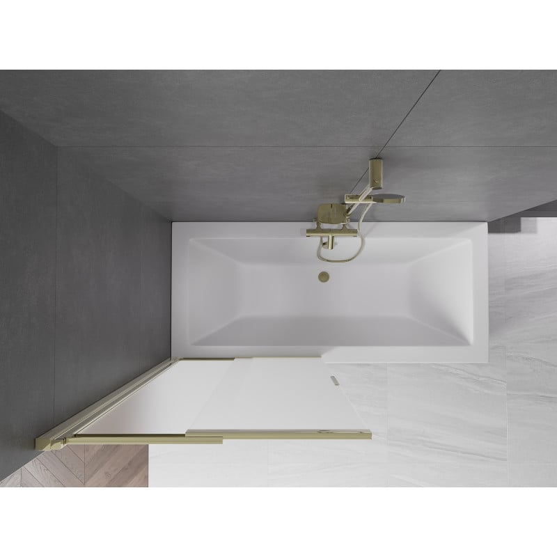 Mexen Fox painel de banheira de 2 asas deslizante 85 x 150 cm, fosco, dourado - 891-085-002-50-30