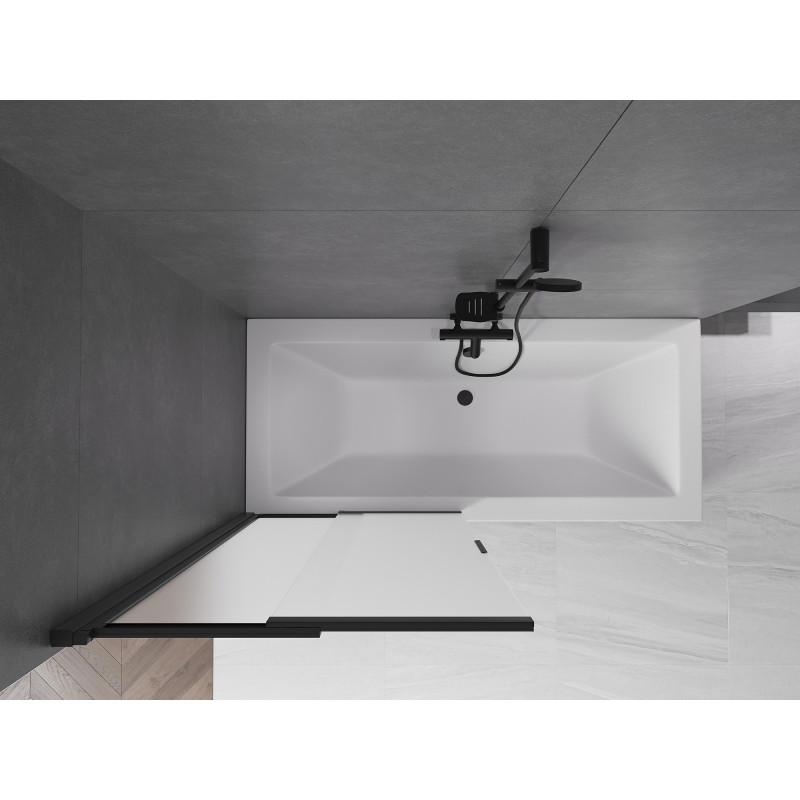 Mexen Fox vouwscherm voor badkuip 2-deurs schuifbaar 85 x 150 cm, mat, zwart - 891-085-002-70-30