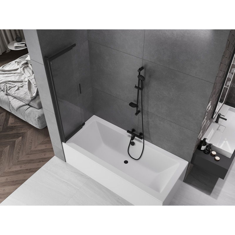 Mexen Fox διαχωριστικό μπάνιου 2-φυλλα συρόμενο 85 x 150 cm, διάφανο, μαύρο