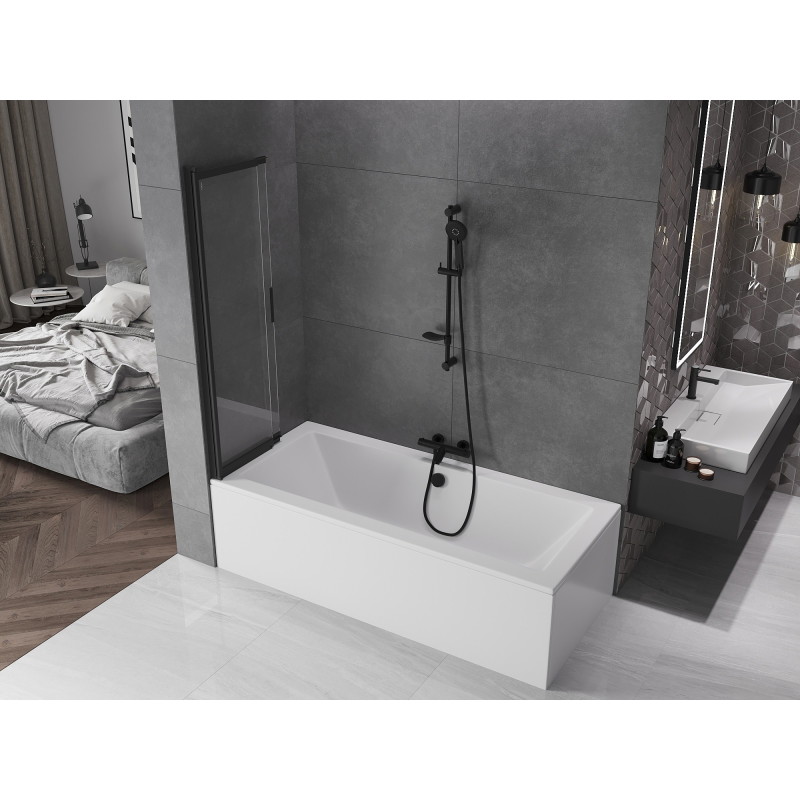 Mexen Fox 2-panel sliding bathtub screen 85 x 150 cm, transparent, black - 891-085-002-70-00
