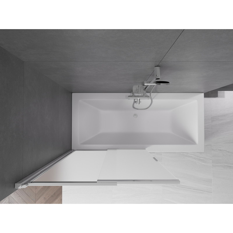 Mexen Fox 2-delige verschuifbare badwand 100 x 150 cm, matglas, chroom - 891-100-002-01-30