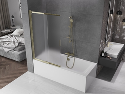 Mexen Fox 2-panel sliding bathtub screen 100 x 150 cm, frost, gold - 891-100-002-50-30