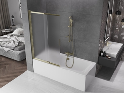 Mexen Fox mampara de baño con 2 hojas correderas 100 x 150 cm, escarcha, dorado - 891-100-002-50-30