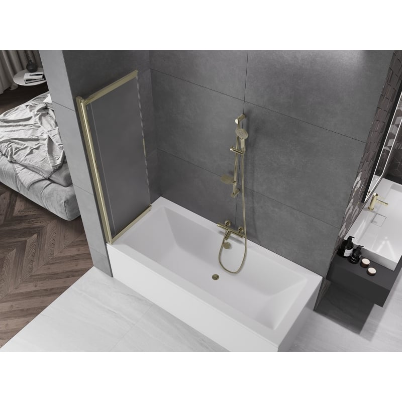 Mexen Fox 2-panel sliding bathtub screen 100 x 150 cm, frost, gold - 891-100-002-50-30