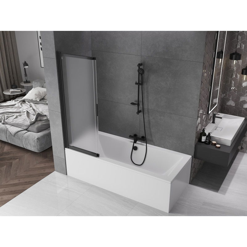 Mexen Fox paravento per vasca da bagno scorrevole a 2 pannelli 100 x 150 cm, satinato, nero - 891-100-002-70-30