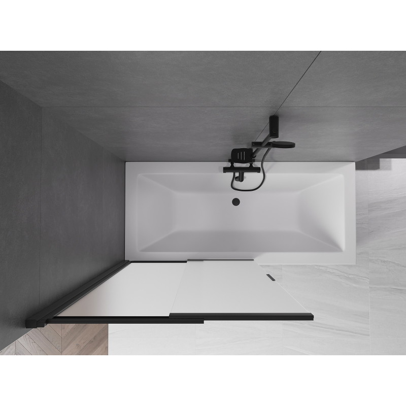 Mexen Fox 2-delige verschuifbare badwandscherm 100 x 150 cm, mat, zwart - 891-100-002-70-30
