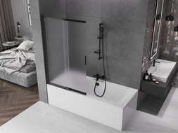 Mexen Fox 2-wing sliding bathtub screen 100 x 150 cm, frosted, black - 891-100-002-70-30