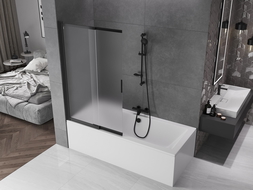 Mexen Fox parede de chuveiro deslizante de 2 painéis 100 x 150 cm, fosco, preto - 891-100-002-70-30