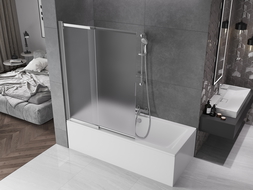 Mexen Fox 2-wing Sliding Bath Screen 120 x 150 cm, Frosted, Chrome - 891-120-002-01-30