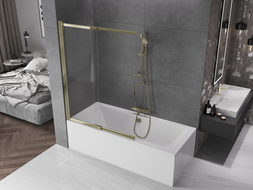 Mexen Fox badwand tweedelige schuifdeur 120 x 150 cm, transparant, goud - 891-120-002-50-00