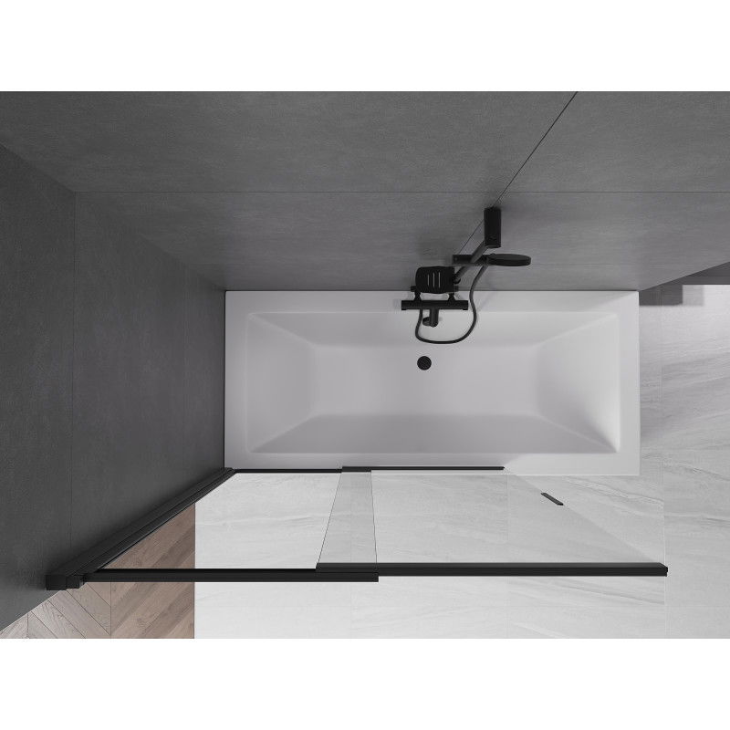 Mexen Fox drsna dvokrilna kopalniška pregrada 120 x 150 cm, prozorna, črna - 891-120-002-70-00