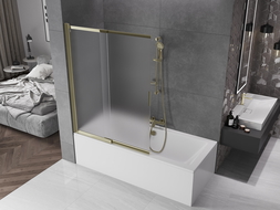 Mexen Fox badwand 2-delig schuifbaar 120 x 150 cm, mat, goud - 891-120-002-50-30