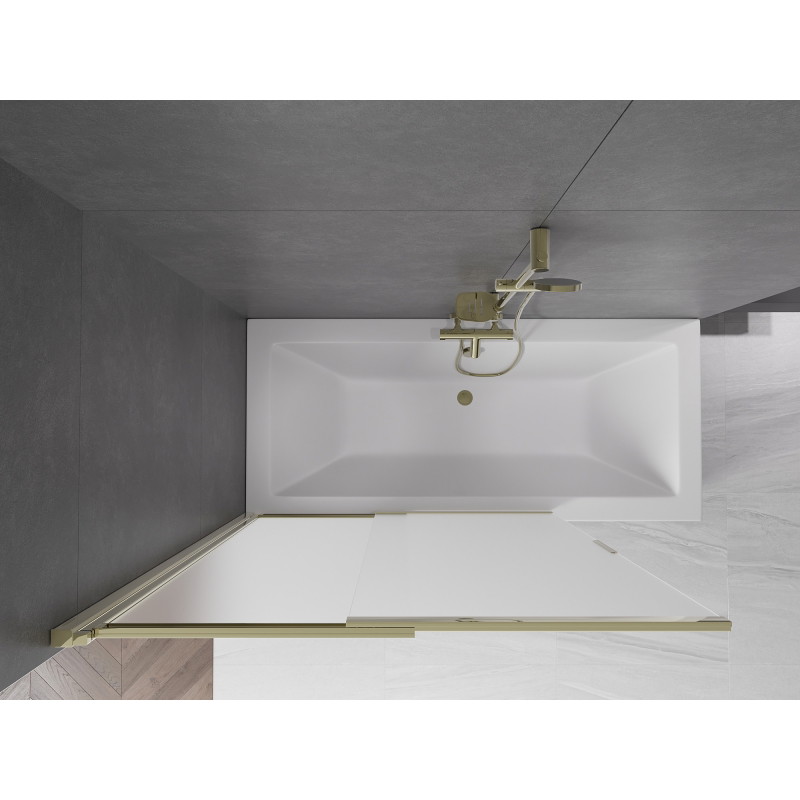 Mexen Fox 2-delige schuifbare badwand 120 x 150 cm, matglas, goud - 891-120-002-50-30