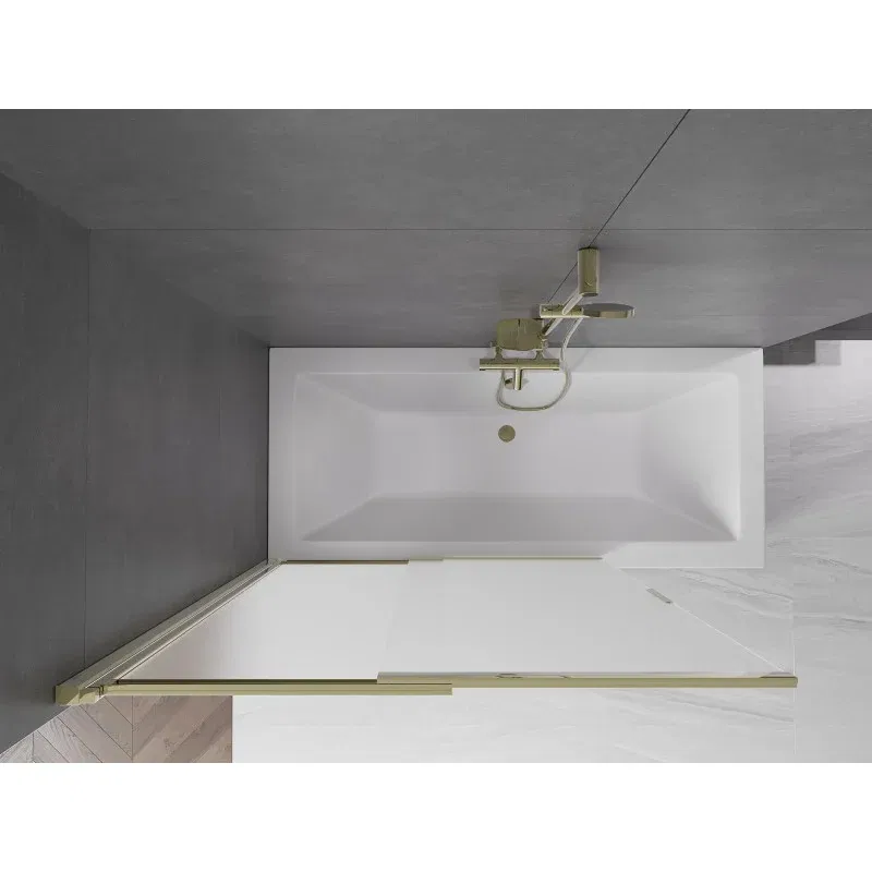 Mexen Fox painel de banheira de correr de 2 partes 120 x 150 cm, fosco, dourado - 891-120-002-50-30
