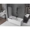 Mexen Fox parawan nawannowy 2-skrzydłowy przesuwny 120 x 150 cm, szron, czarny - 891-120-002-70-30