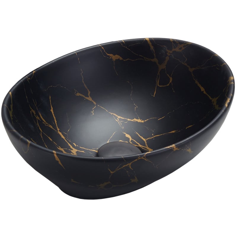 Mexen Elza lavabo da appoggio 40 x 33 cm, pietra nera - 21014098