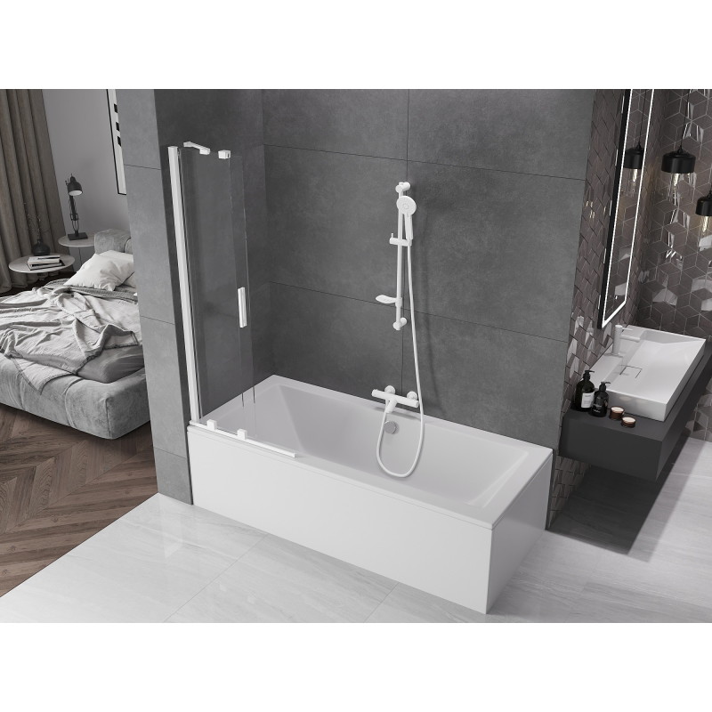 Mexen Velar 2-panel sliding bathtub screen 70 x 150 cm, transparent, white - 896-070-000-01-20
