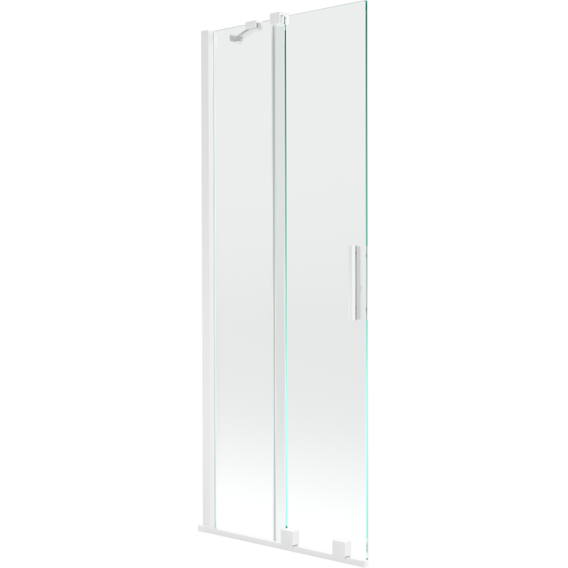 Mexen Velar Duschabtrennung für die Badewanne, 2-flügelig, verschiebbar 75 x 150 cm, transparent, weiß - 896-075-000-01-20