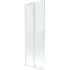 Mexen Velar Duschabtrennung für die Badewanne, 2-flügelig, verschiebbar 75 x 150 cm, transparent, weiß - 896-075-000-01-20