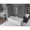 Mexen Velar Duschabtrennung für die Badewanne, 2-flügelig, verschiebbar 75 x 150 cm, transparent, weiß - 896-075-000-01-20