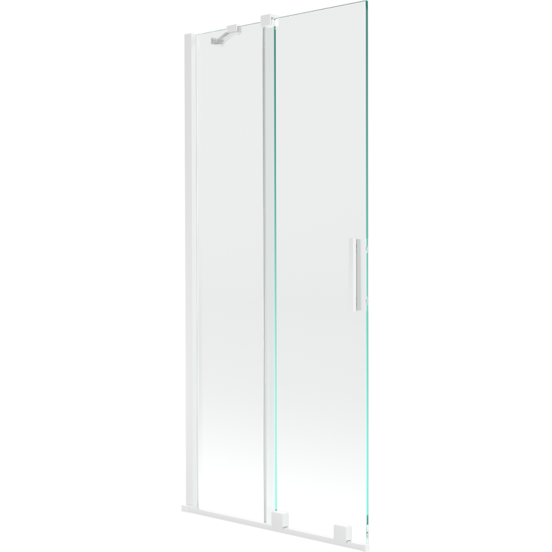 Mexen Velar painel de banheira de correr de 2 asas 80 x 150 cm, transparente, branco - 896-080-000-01-20