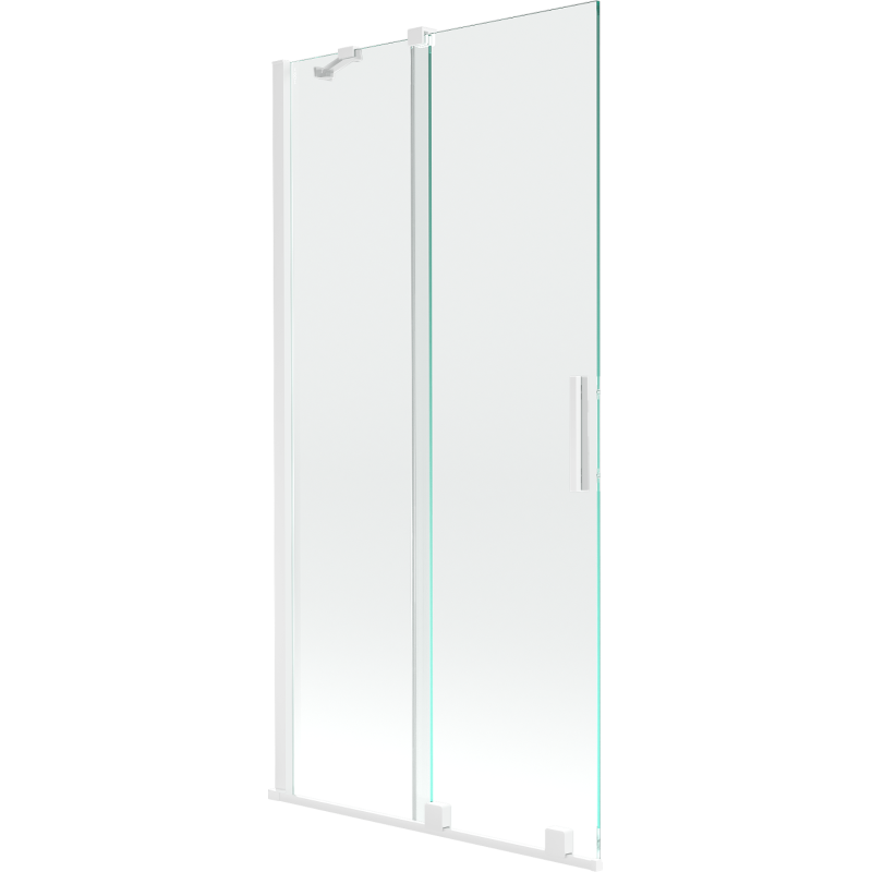 Mexen Velar zweiteilige Badewannenabtrennung zum Schieben 95 x 150 cm, transparent, weiß - 896-095-000-01-20