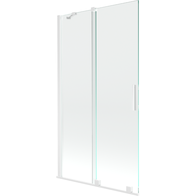 Mexen Velar 2-flügelige, verschiebbare Badewannenabtrennung 100 x 150 cm, transparent, weiß - 896-100-000-01-20