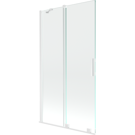 Mexen Velar 2-flügelige, verschiebbare Badewannenabtrennung 100 x 150 cm, transparent, weiß - 896-100-000-01-20