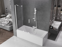 Mexen Velar 2-flügelige, verschiebbare Badewannenabtrennung 100 x 150 cm, transparent, weiß - 896-100-000-01-20