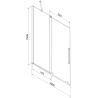 Mexen Velar 2-flügelige, verschiebbare Badewannenabtrennung 100 x 150 cm, transparent, weiß - 896-100-000-01-20