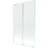 Mexen Velar Badewannen-Falttür 2-teilig, verschiebbar 110 x 150 cm, transparent, weiß - 896-110-000-01-20