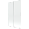 Mexen Velar badwand 2-delig schuifbaar 110 x 150 cm, transparant, wit - 896-110-000-01-20