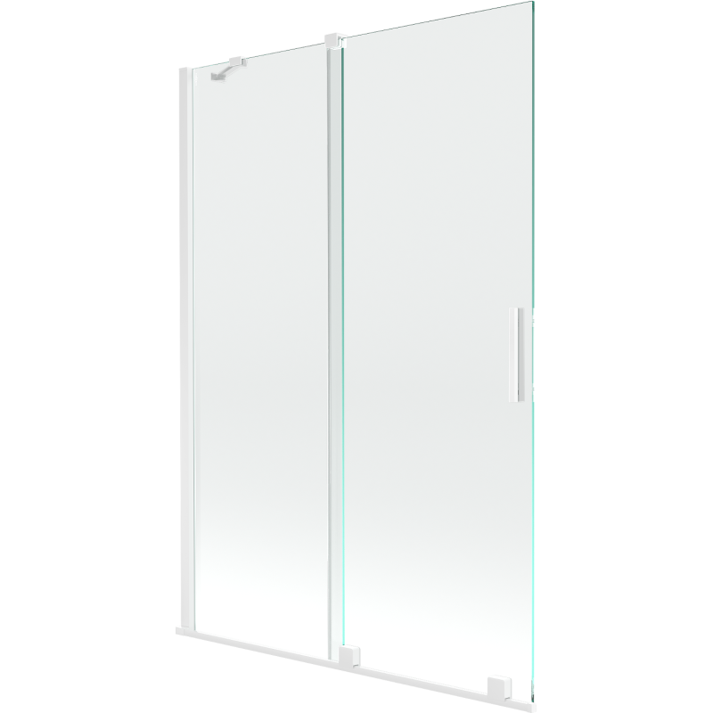 Mexen Velar 2-flügelige Badewannenabtrennung 120 x 150 cm, transparent, weiß - 896-120-000-01-20