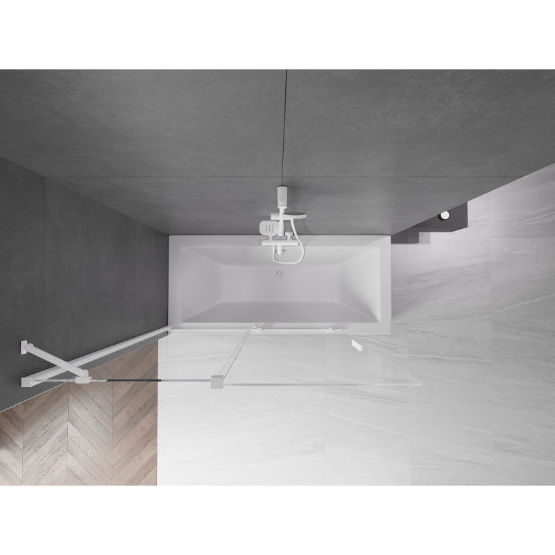 Mexen Velar 2-delna drsna kopalna stena 140 x 150 cm, prozorna, bela - 896-140-000-01-20