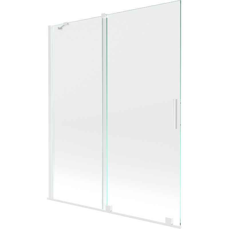 Mexen Velar Wannenspritzschutz, 2-flügelig, verschiebbar, 140 x 150 cm, transparent, weiß - 896-140-000-01-20