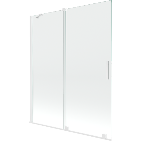 Mexen Velar Wannenspritzschutz, 2-flügelig, verschiebbar, 140 x 150 cm, transparent, weiß - 896-140-000-01-20