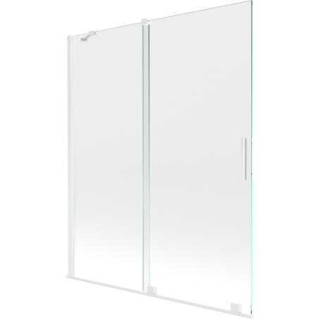 Mexen Velar zweiflügelige, verschiebbare Badewannenabtrennung 140 x 150 cm, transparent, weiß - 896-140-000-01-20
