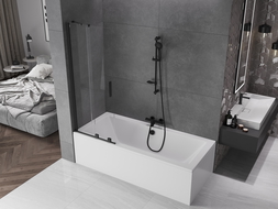 Mexen Velar mampara de ducha de 2 alas deslizante 70 x 150 cm, transparente, negro - 896-070-000-01-70