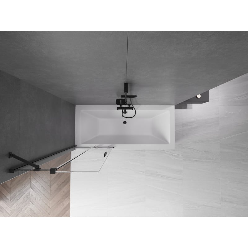 Mexen Velar parawan nawannowy 2-skrzydłowy rozsuwany 75 x 150 cm, transparent, czarny - 896-075-000-01-70