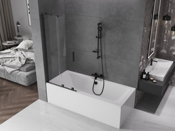 Mexen Velar klizna za kadu s 2 krila, klizna 80 x 150 cm, prozirna, crna - 896-080-000-01-70