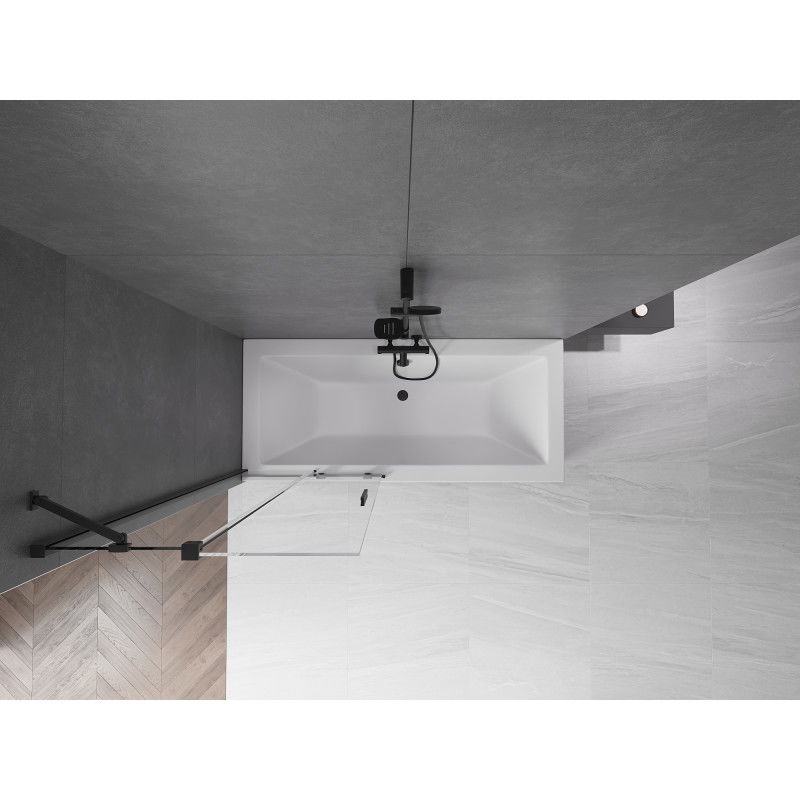 Mexen Velar dvojna kopalna zaslonka za kad, drsna 80 x 150 cm, prozorna, črna - 896-080-000-01-70