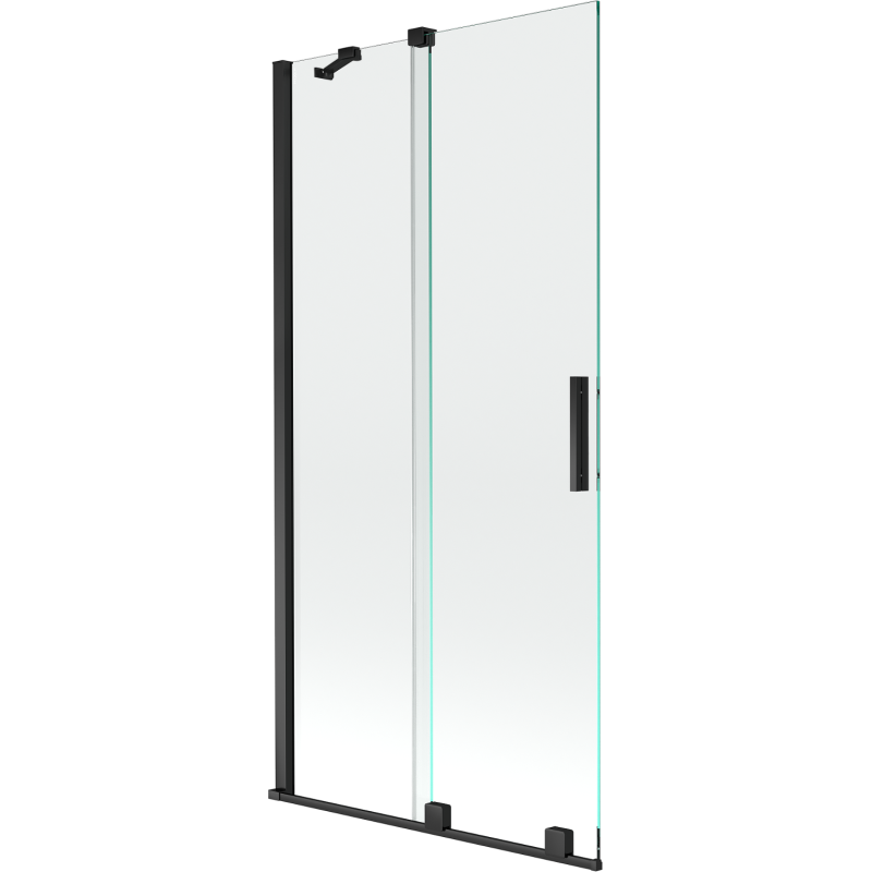 Mexen Velar Badewannenabtrennung 2-flügelig verschiebbar 90 x 150 cm, transparent, schwarz - 896-090-000-01-70