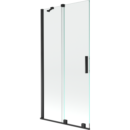 Mexen Velar Badewannenabtrennung 2-flügelig verschiebbar 90 x 150 cm, transparent, schwarz - 896-090-000-01-70