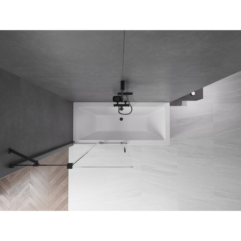 Mexen Velar mampara de bañera de 2 hojas correderas 100 x 150 cm, transparente, negro - 896-100-000-01-70