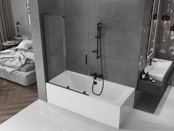 Mexen Velar 2-flügelige, verschiebbare Badewannenabtrennung 110 x 150 cm, transparent, schwarz - 896-110-000-01-70