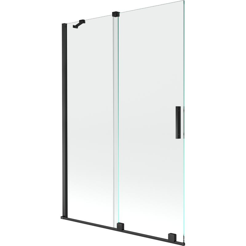 Mexen Velar Badewannenabtrennung 2-flügelig verschiebbar 120 x 150 cm, transparent, schwarz - 896-120-000-01-70