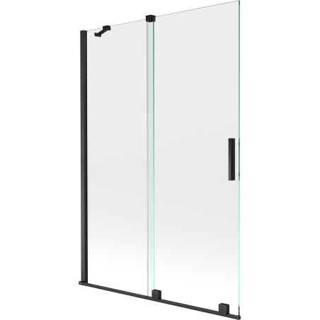 Mexen Velar Badewannenabtrennung 2-flügelig verschiebbar 120 x 150 cm, transparent, schwarz - 896-120-000-01-70