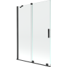 Mexen Velar Badewannenabtrennung 2-flügelig verschiebbar 120 x 150 cm, transparent, schwarz - 896-120-000-01-70