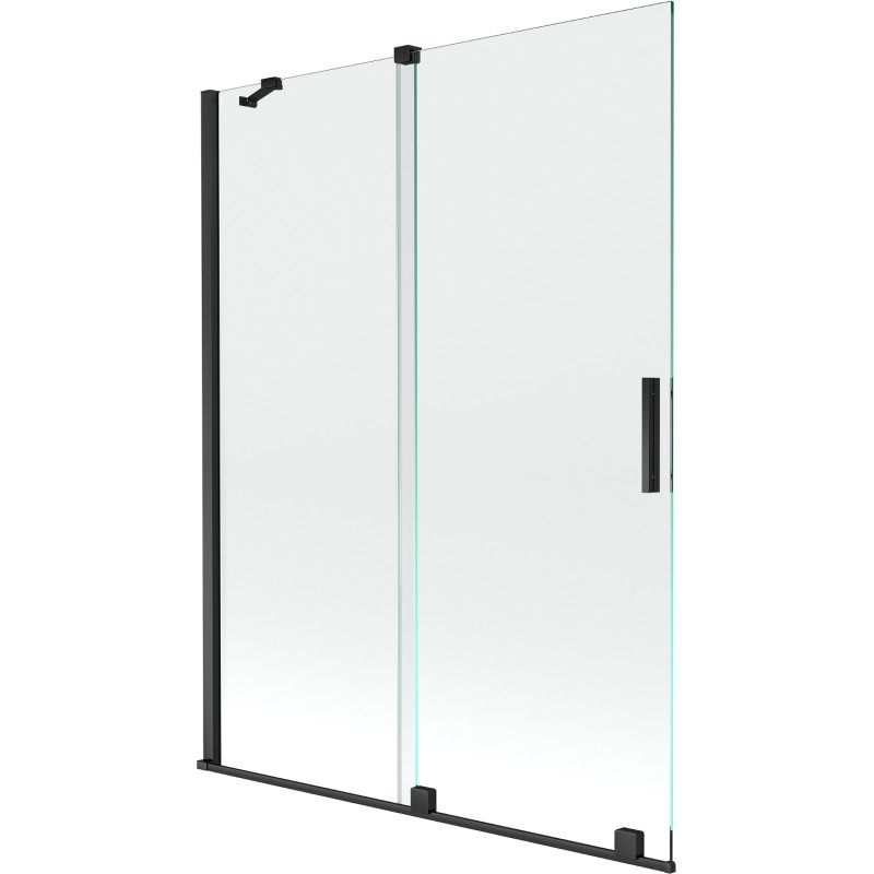 Mexen Velar pare-douche à deux volets coulissant 130 x 150 cm, transparent, noir - 896-130-000-01-70